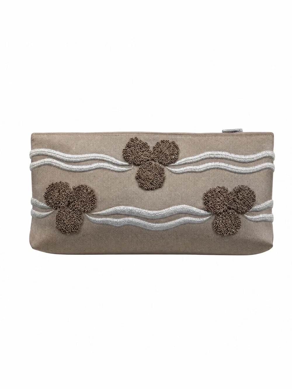 Chan Luu Gray Embellished Clutch with Glitter Motifs
